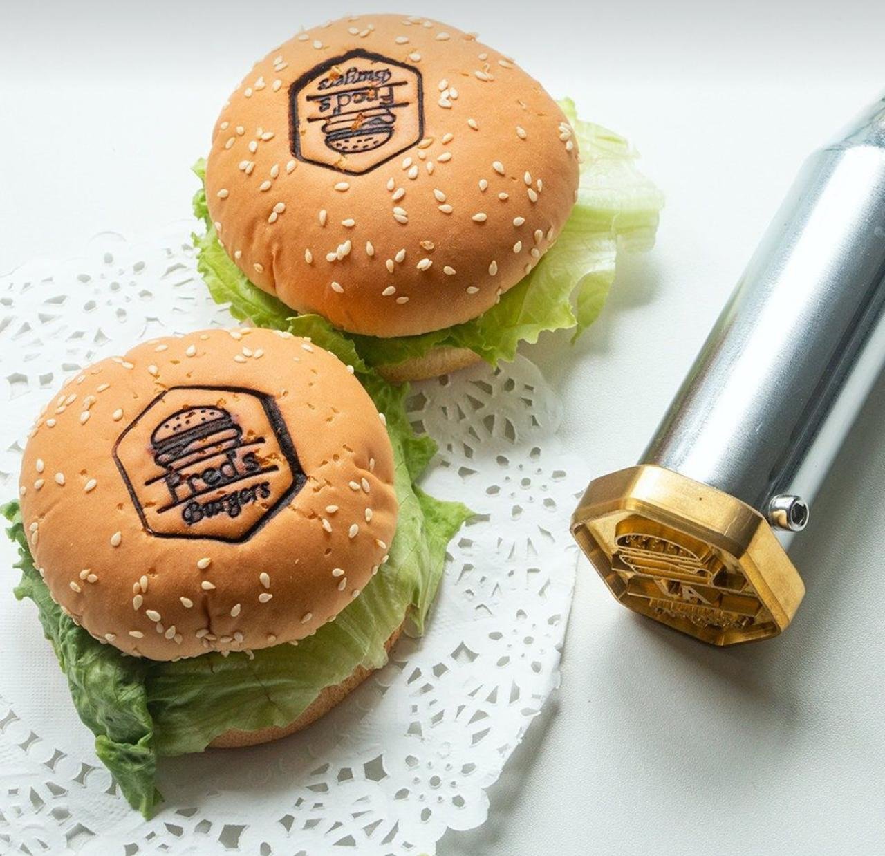 Food surface branding tools and branded buns