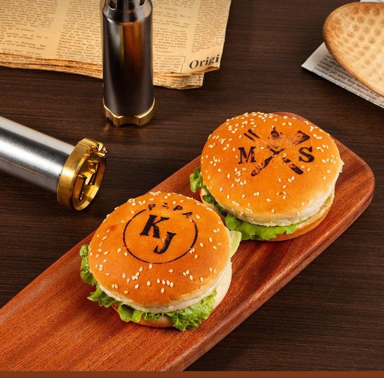 Branded burger buns with hot stamping tools